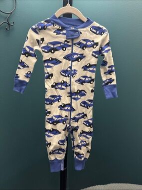 Hanna Andersson Blue Car-Print Kids One-Piece. Size 12-18 Months. Gently Used.